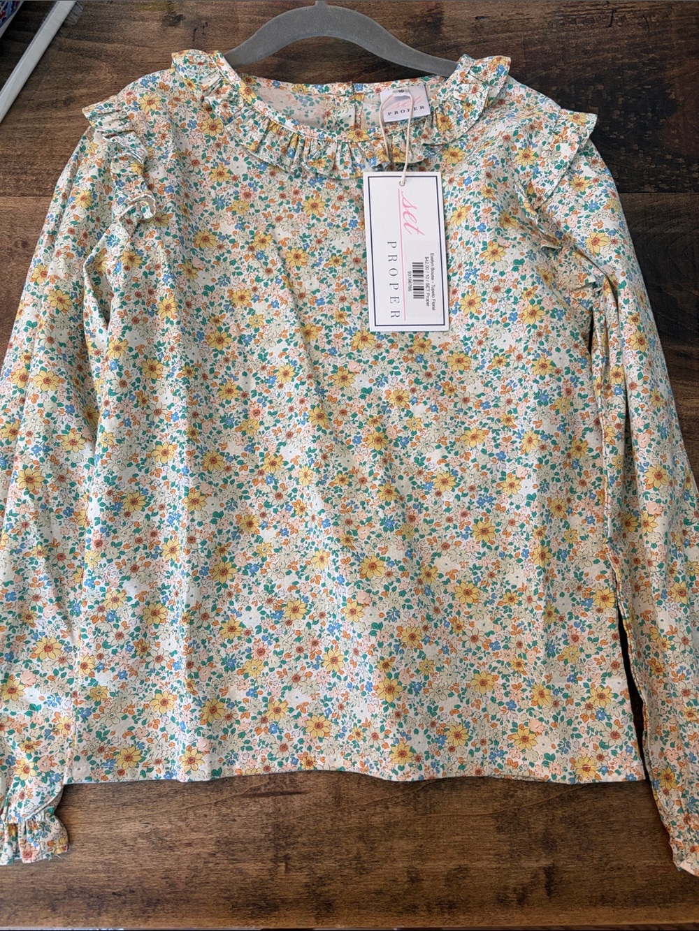 SET Active Girls' Floral Ruffle Long-Sleeve Top - Yellow & Teal